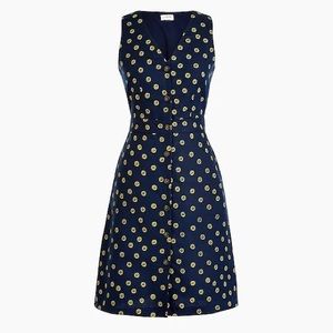 NWT V-neck button-front dress in cotton-linen 20